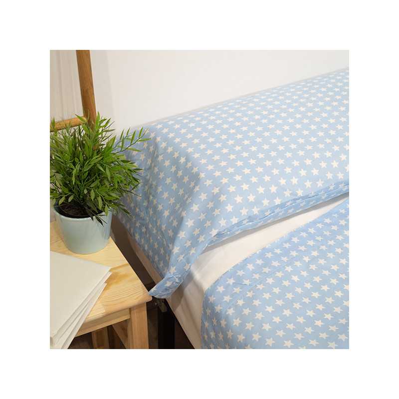 Juego sábanas Estrellas blanca-azul largo especial