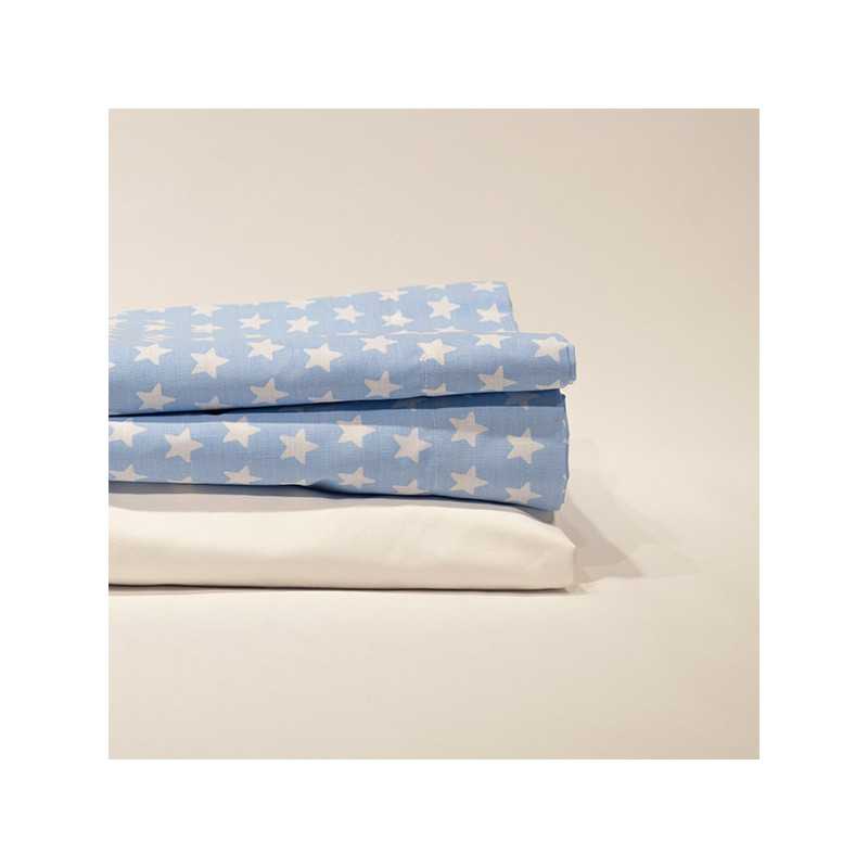 Juego sábanas Estrellas blanca-azul largo especial