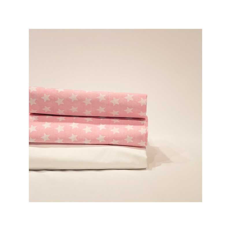 Juego sábanas Estrellas blanca-rosa largo especial
