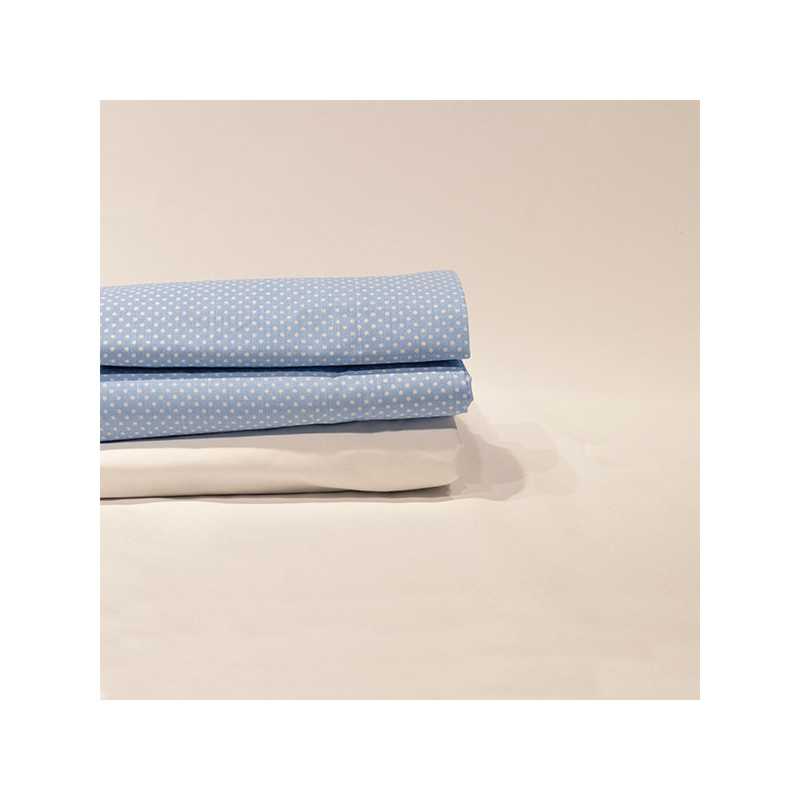 Juego sábanas Topos largo especial 220 blanco-azul