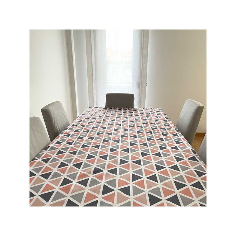 Mantel Antimanchas Triangulos rosa